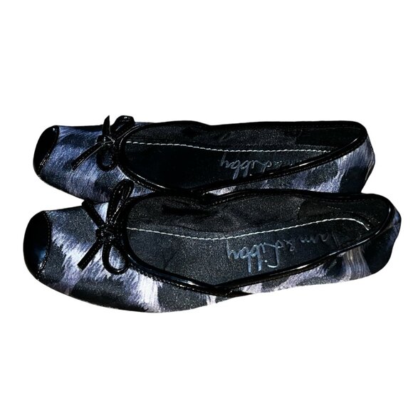 Sam & Libby Zees Shiny Canvas Abstract Bow Front Flat Shoes Sz 5.5 M Womens Blac - Picture 9 of 13